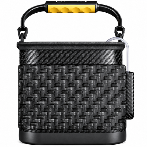 Collapsible Fishing Bucket, Portable Fish & Bait Container with Carry Handle, Zippered Top & Side Pocket