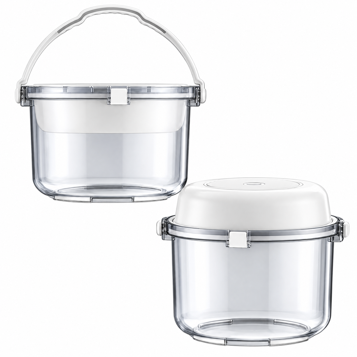 Portable Fishing Bait Bucket, Clear-Sided Fish Container with Removable Bait Bowls & Carry Handle