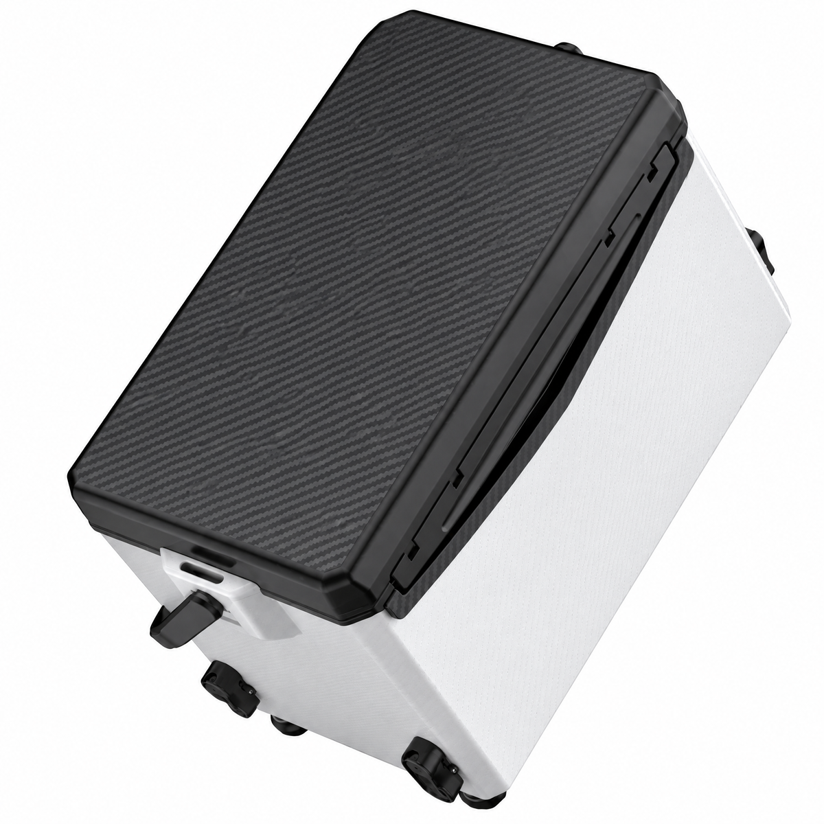 2600S Fishing Seat Box, Portable Hard-Shell Tackle Storage with Carbon-Pattern Lid & Adjustable Legs