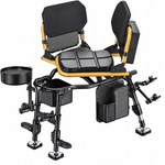 S6 Swivel Fishing Chair, Portable U-Frame Padded Fishing Seat with Folding Backrest & Adjustable Legs