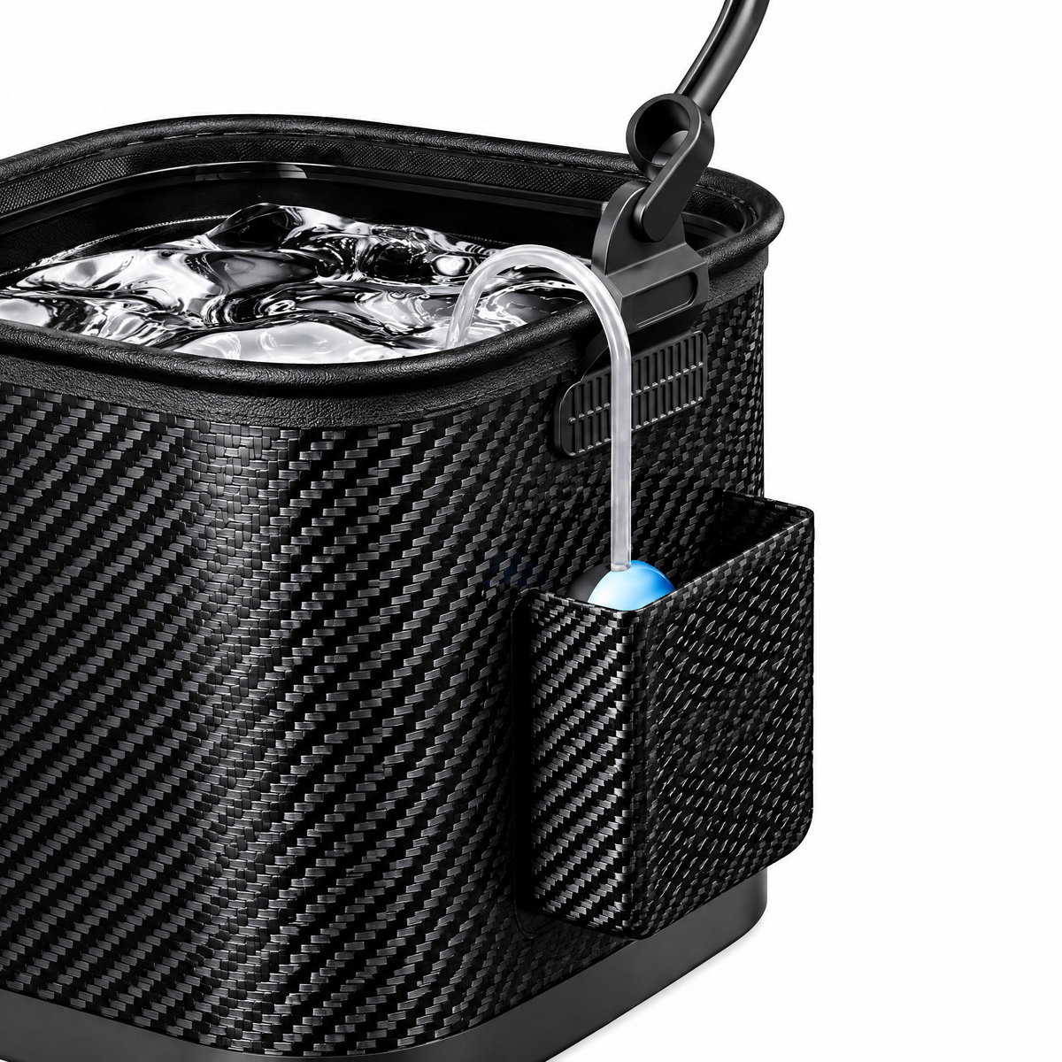 Collapsible Fishing Bucket, Portable Fish & Bait Container with Carry Handle, Zippered Top & Side Pocket