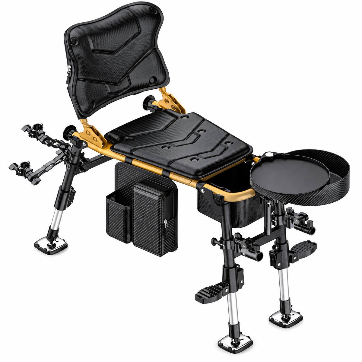D7 Ergonomic Folding Fishing Chair, U-Frame Portable Fishing Seat with Padded Backrest & Adjustable Legs