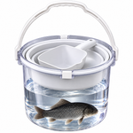 Portable Fishing Bait Bucket, Clear-Sided Fish Container with Removable Bait Bowls & Carry Handle