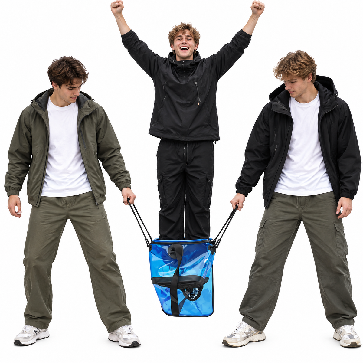 Clear Fishing Bucket, Portable Fish & Bait Container with Viewing Panels, Zippered Lid & Carry Handles