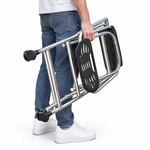 Stainless Steel Folding Fishing Chair, Compact High-Seat Stool with Backrest for Pier & Bank Fishing